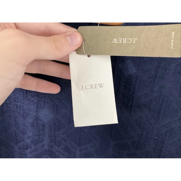 J Crew Matelasse Zip Top Size 12 Navy Blue Geometric Embossed Boxy Blouse New - Picture 5 of 7